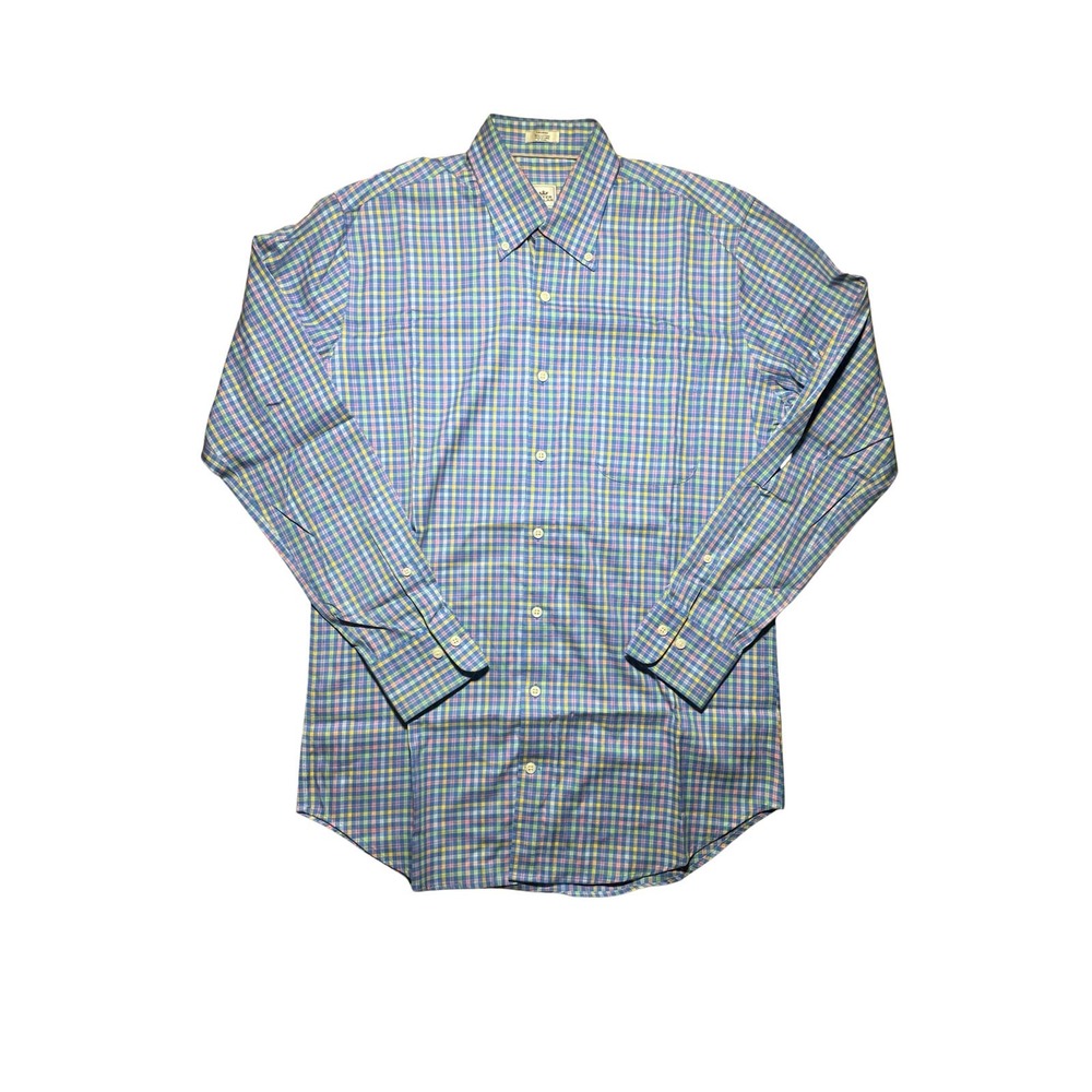 Peter Millar Button Up Polo Shirt Plaid Men’s Long Sleeve